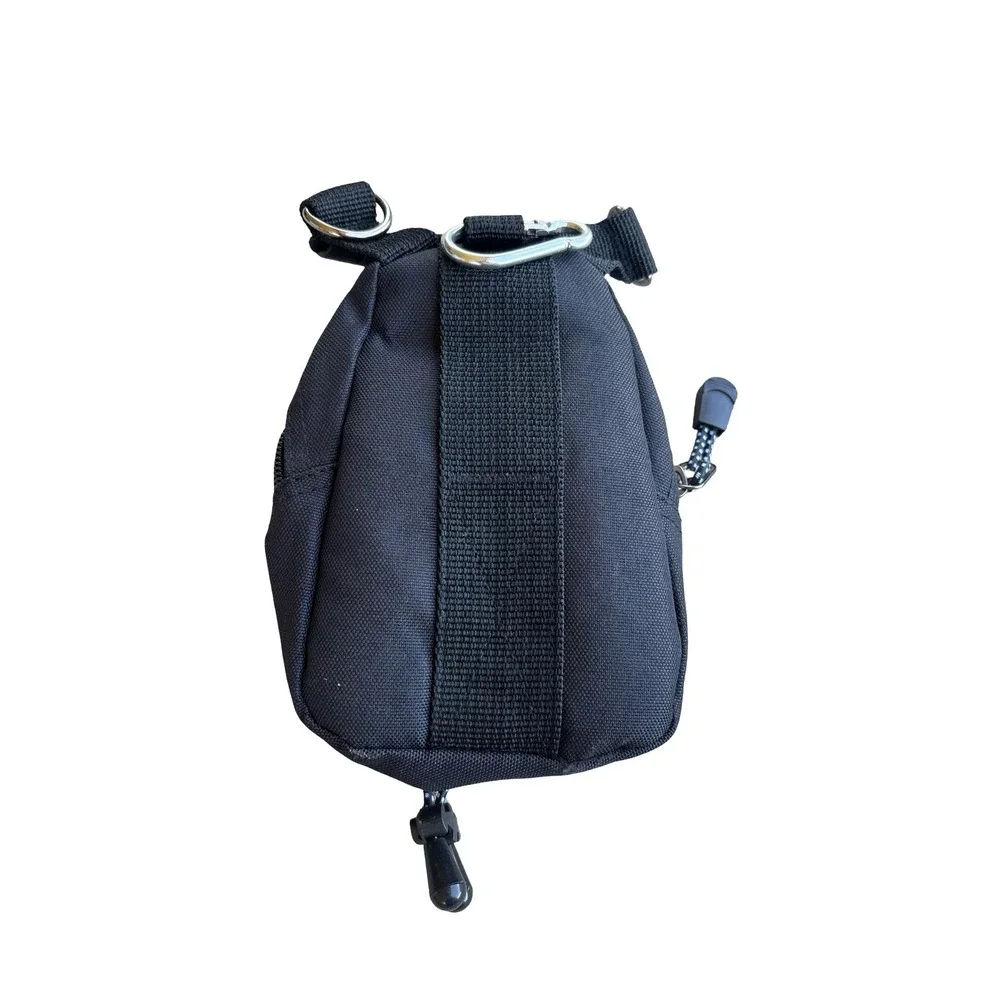 Tactical Sun Logo Black Canvas Crossbody Utility Bag Small Techwear Travel Pouch